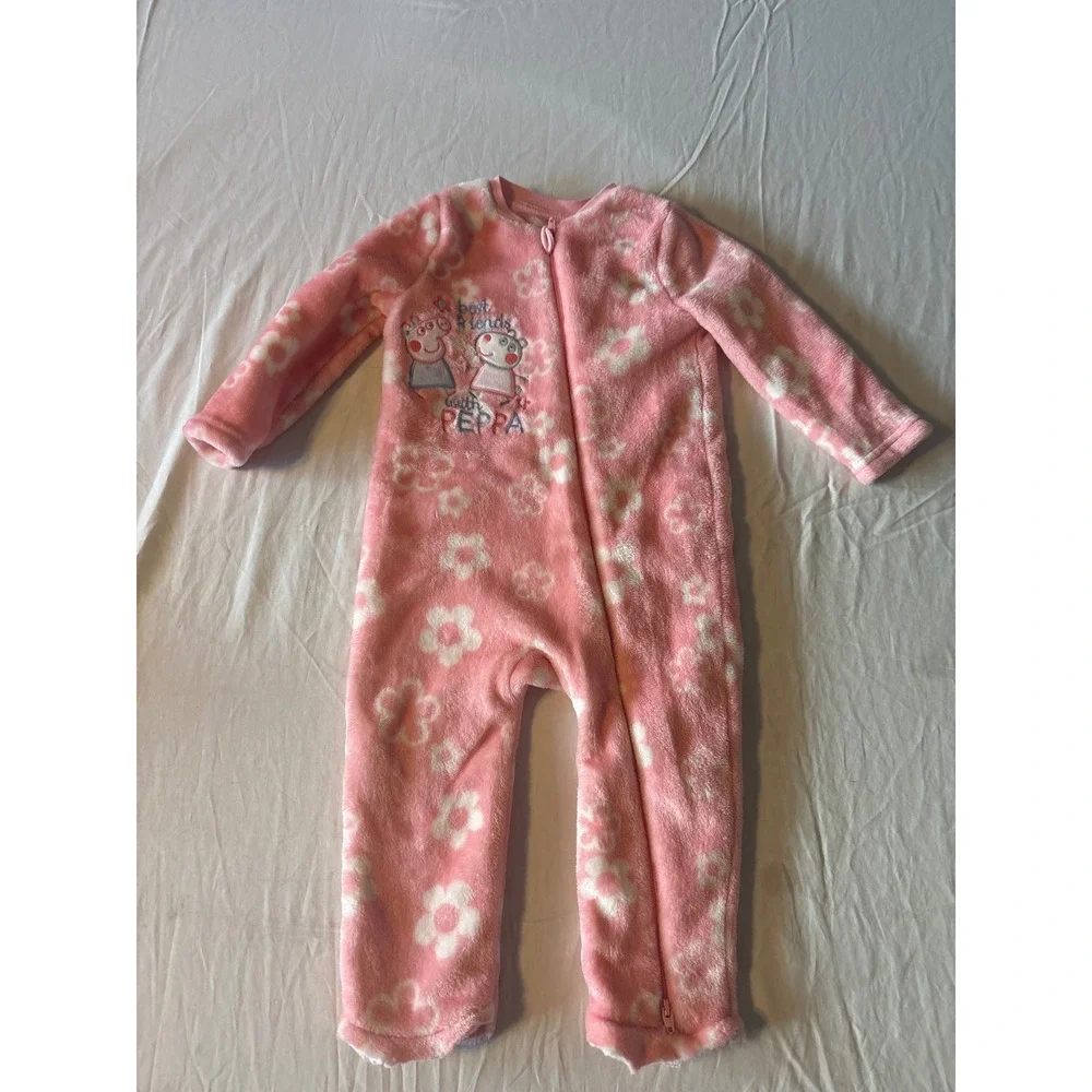 My First Peppa Pig‎ Fleece Sleeper Toddler 12-18M Floral Zip Pajamas